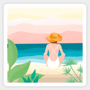 Summer vibes a day at the beach Sticker